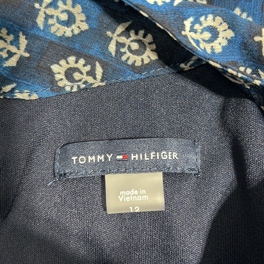 🇺🇸Tommy Hilfiger Blue Patterned Women's Dress - Size 12 - Picture 9 of 12